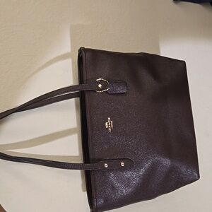 Coach Oxblood Crossgrain Leather Small Tote 9x8x3.5 Burgundy Gold